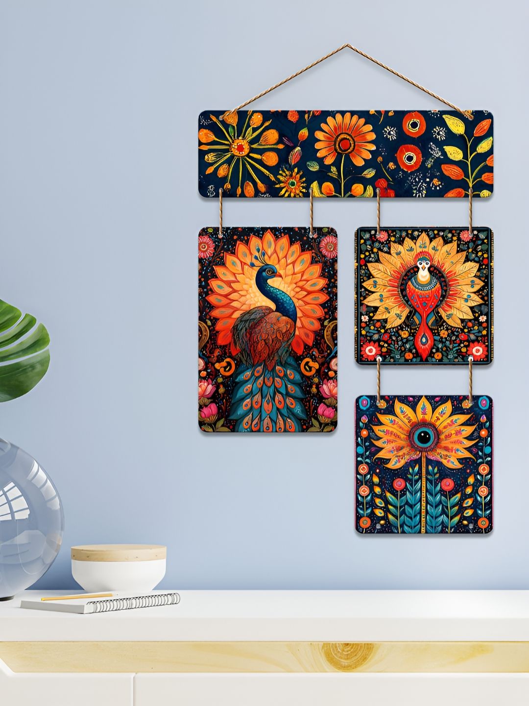 ArtVibes Brown & Blue Pichwai Art Home Decorative Wall Hanging-picture-23