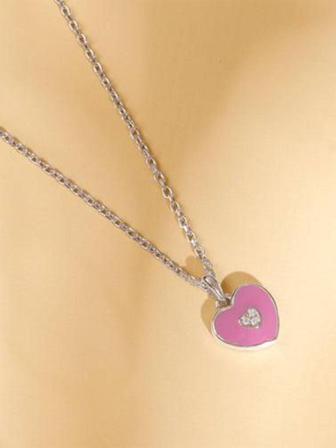 GIVA Rhodium-Plated Heart Shaped Pendants with Chains-picture-21