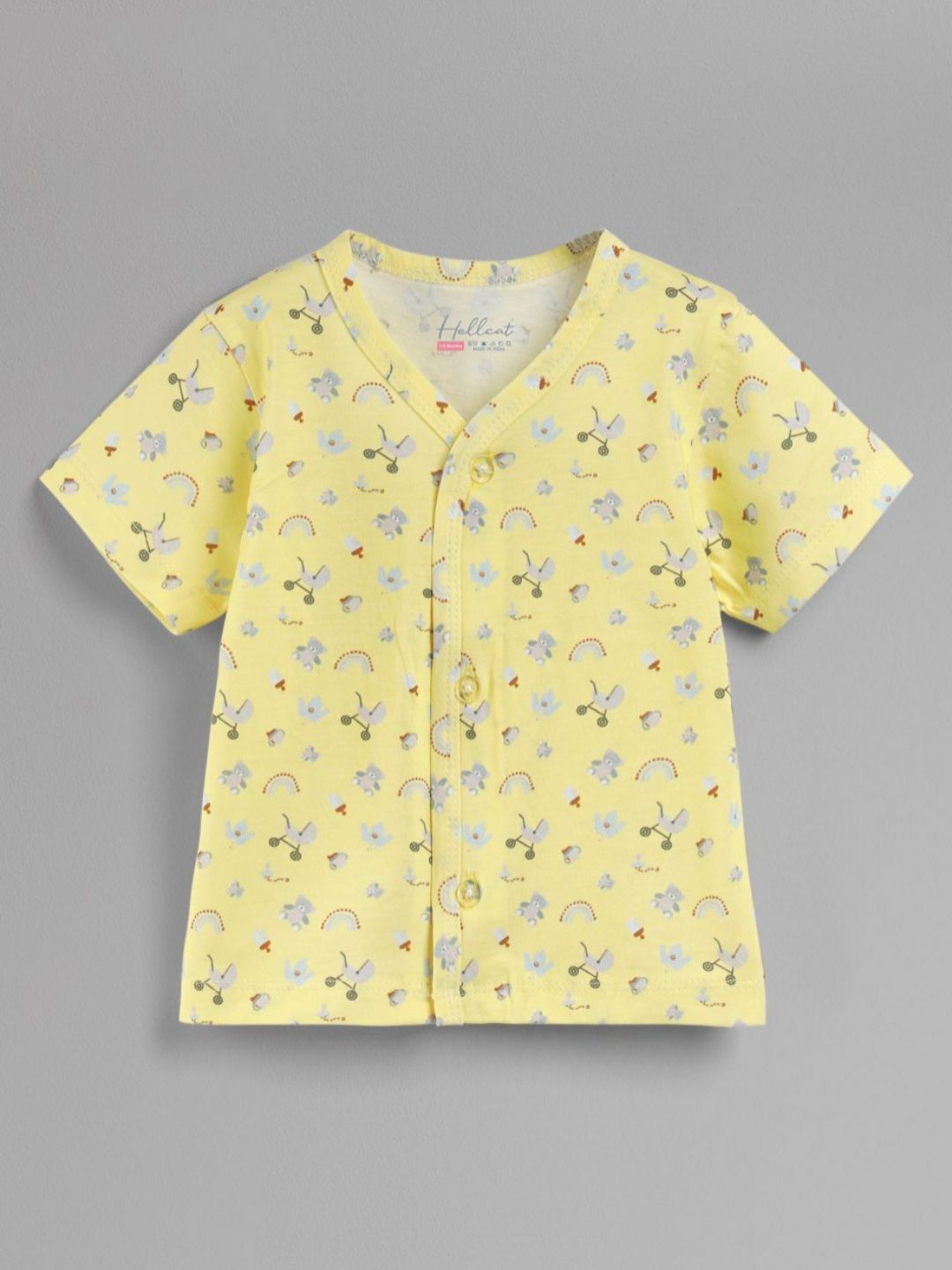 HELLCAT Infants Pack Of 3 Printed V-Neck Pure Cotton Jhablas-picture-44