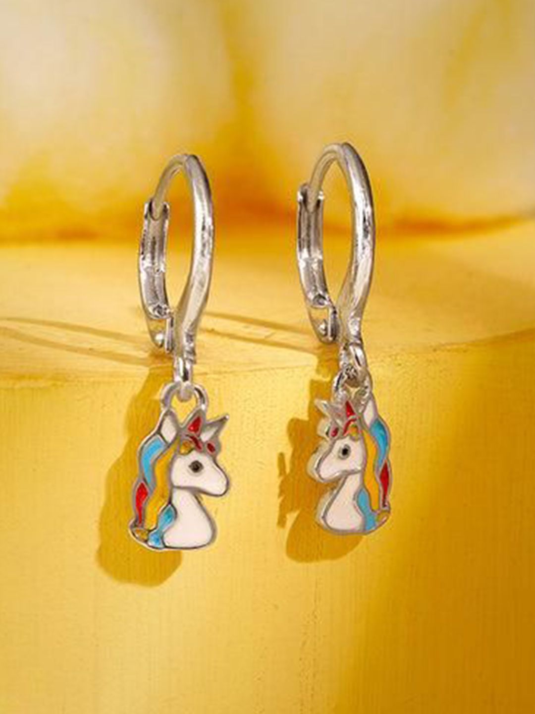 GIVA Kids 925 Silver Rhodium-Plated Unicorn Hoop Earrings-picture-27