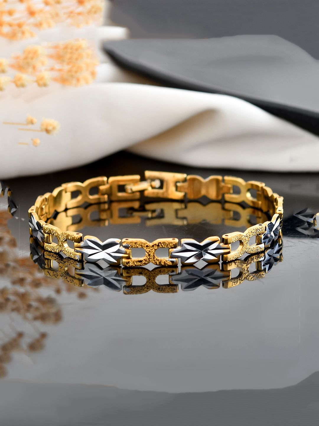 VOJ Men Brass Gold-Plated Link Bracelet-picture-20