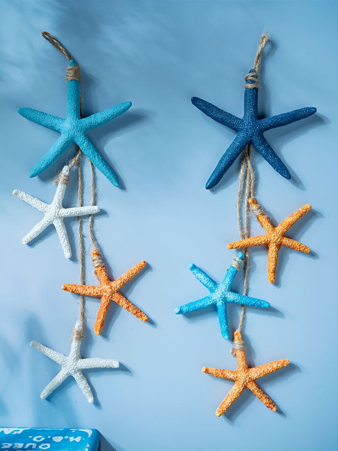 eazy wagon Blue & White Wooden Star Fish Wall Hangings-picture-23
