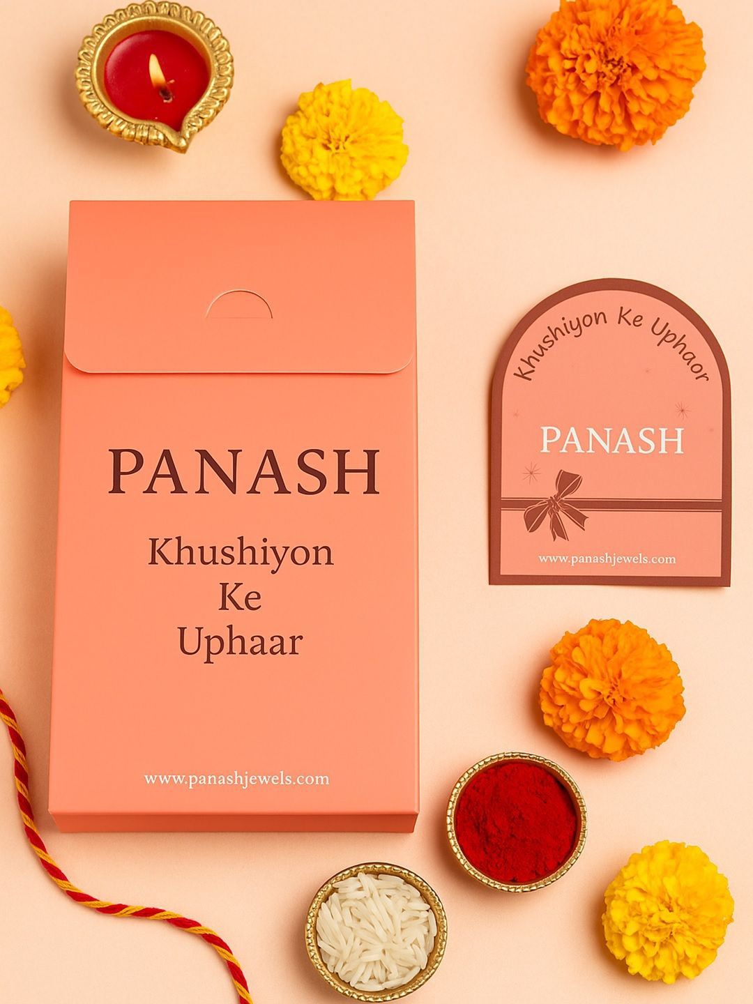 PANASH Set Of 2 Gold-Plated Stone-Studded & Beaded Rakhis With Roli Chawal-picture-23
