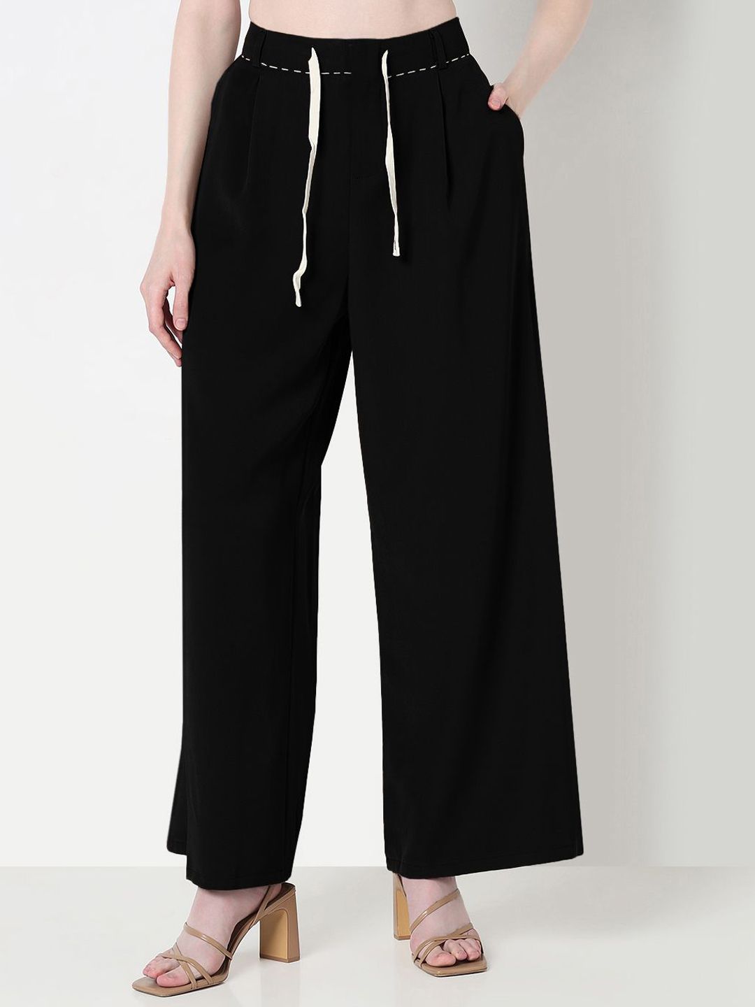 SHOWOFF Women Loose Fit High-Rise Easy Wash Pleated Wide Leg Trousers-picture-17