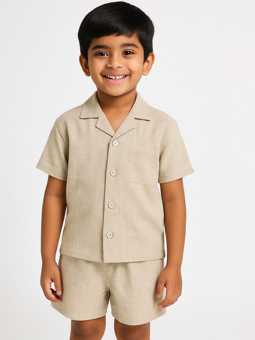 Pum Pum Short Boys Sleeves Pure Cotton Shirt With Shorts-picture-13