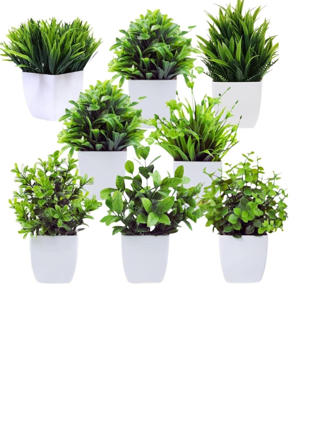 Go Hooked White 8 Pieces Artificial Plant With Pot
