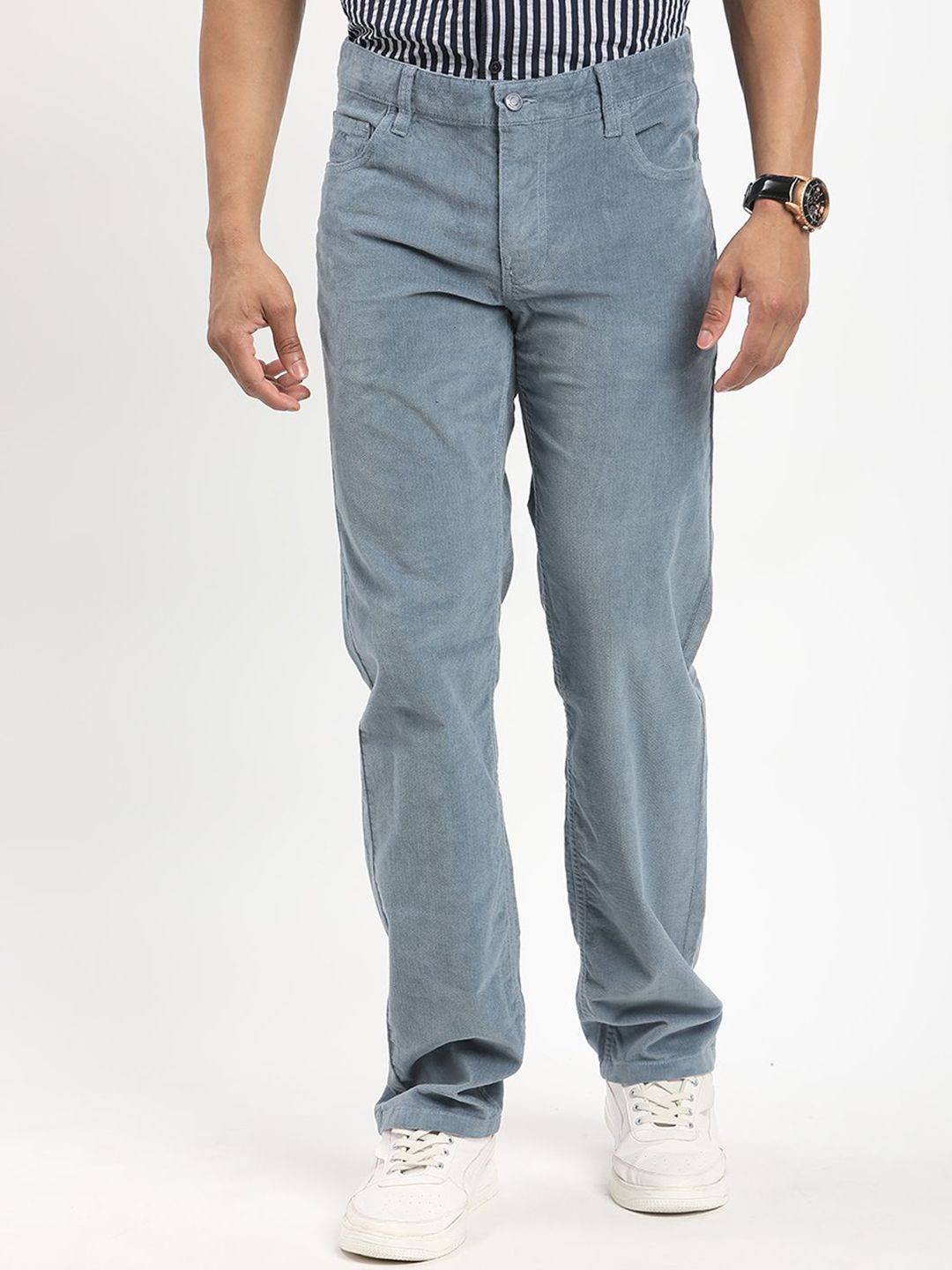 Indian Terrain Men Solid Mid-Rise Regular Fit Kansas Trousers-picture-15