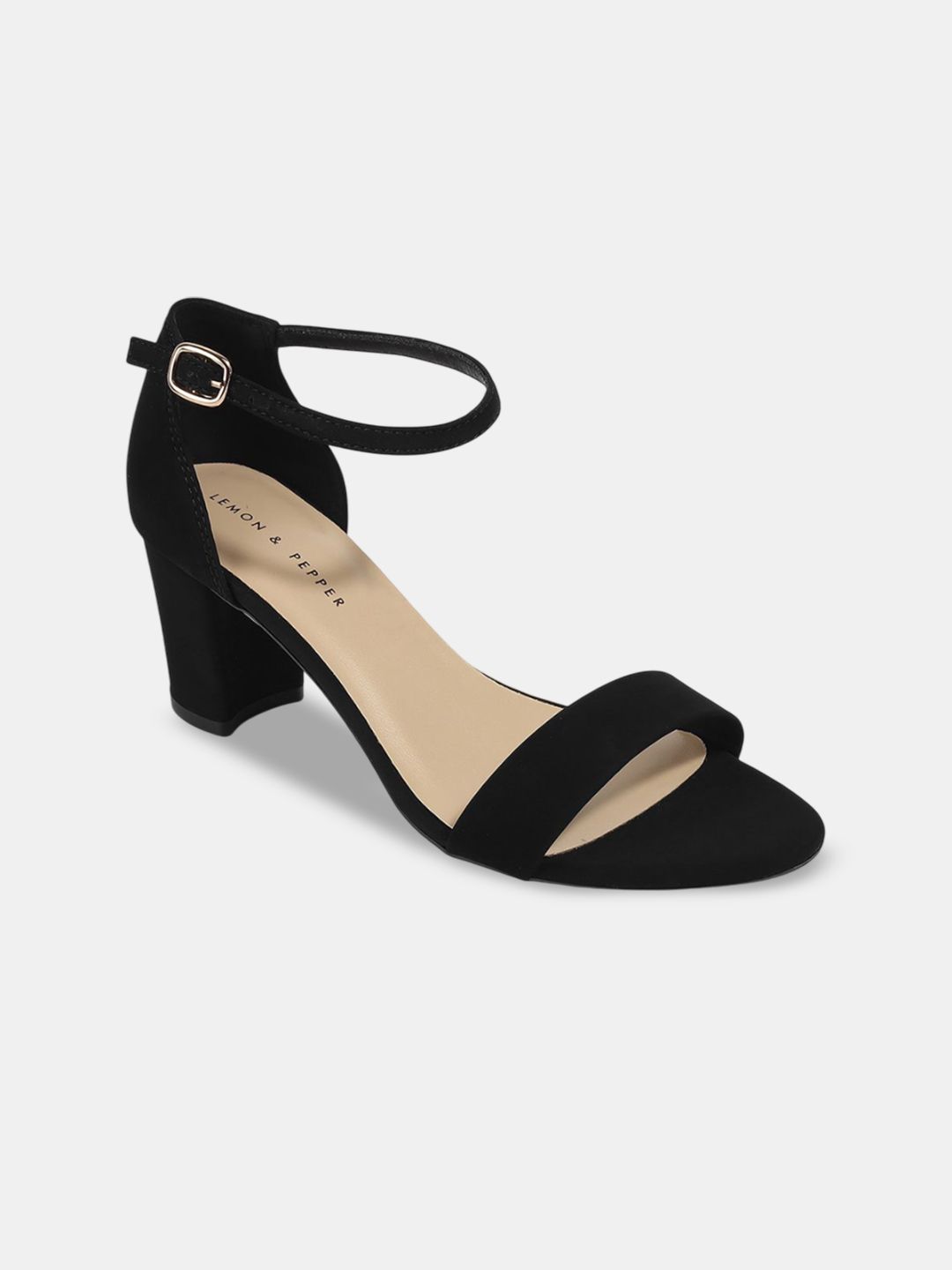 LEMON & PEPPER Women Block Suede Sandals Heels with Buckles-picture-13