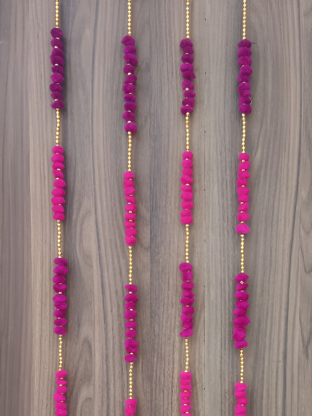 Sellplus 4 Pcs Pink & Purple Pompom Toran-picture-44