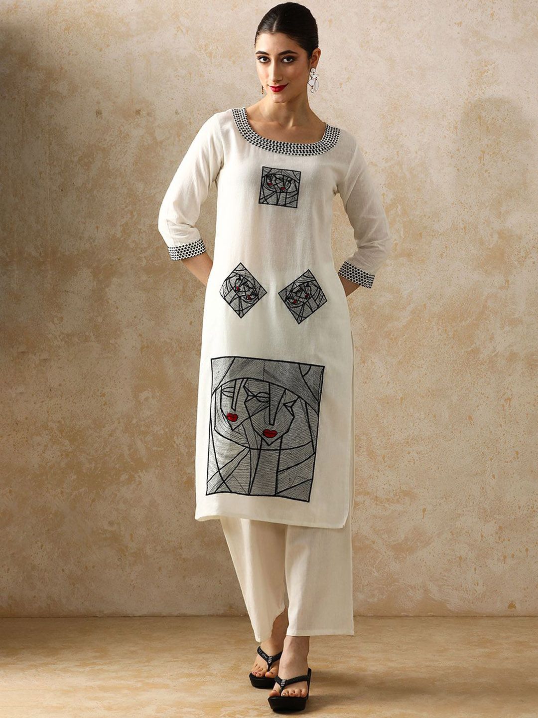 Moara Embroidered  Cotton Kurta & Trouser Sets