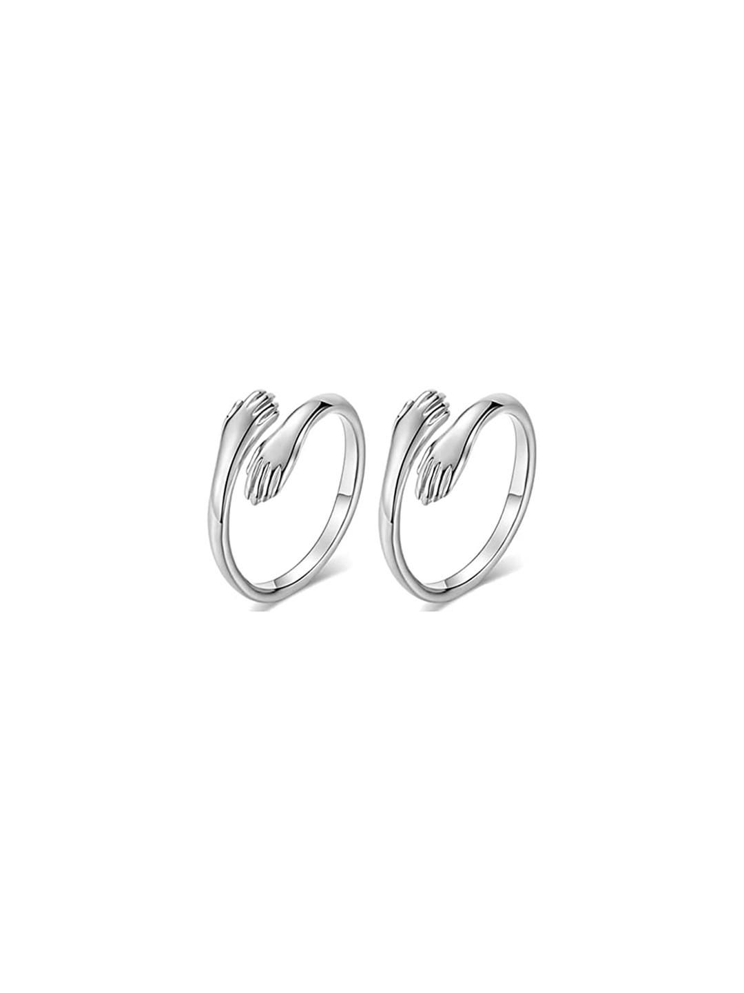 Navkar Crafts Pack Of 2 Silver Adjustable Hug Ring-image-21