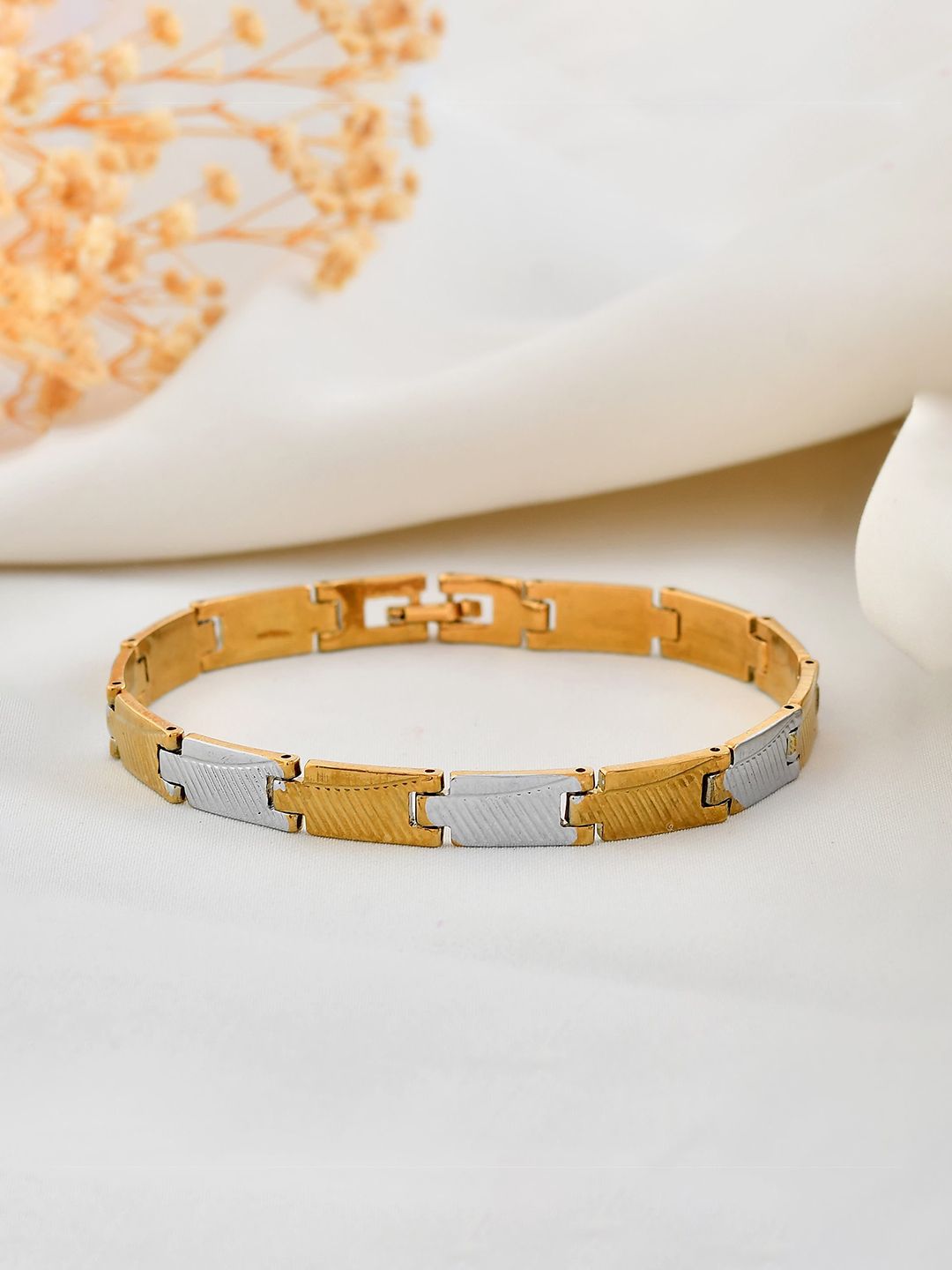 VOJ Men Brass Gold-Plated Link Bracelet-picture-22