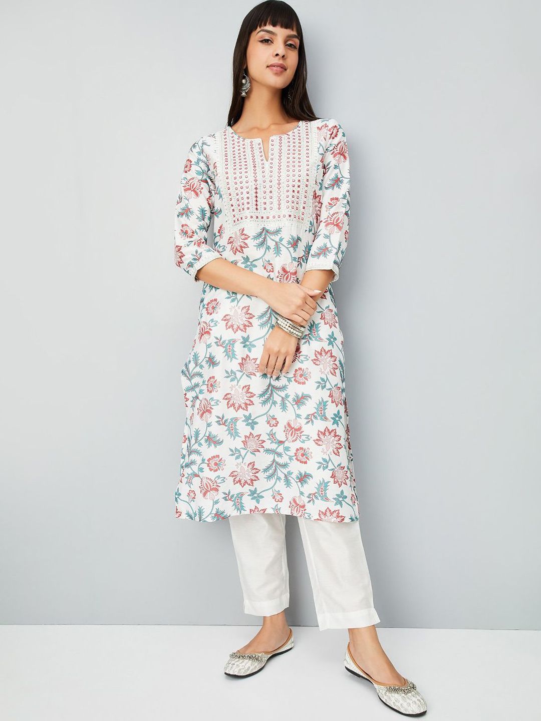 max Women Floral Printed Kurta with Trouser & Dupatta