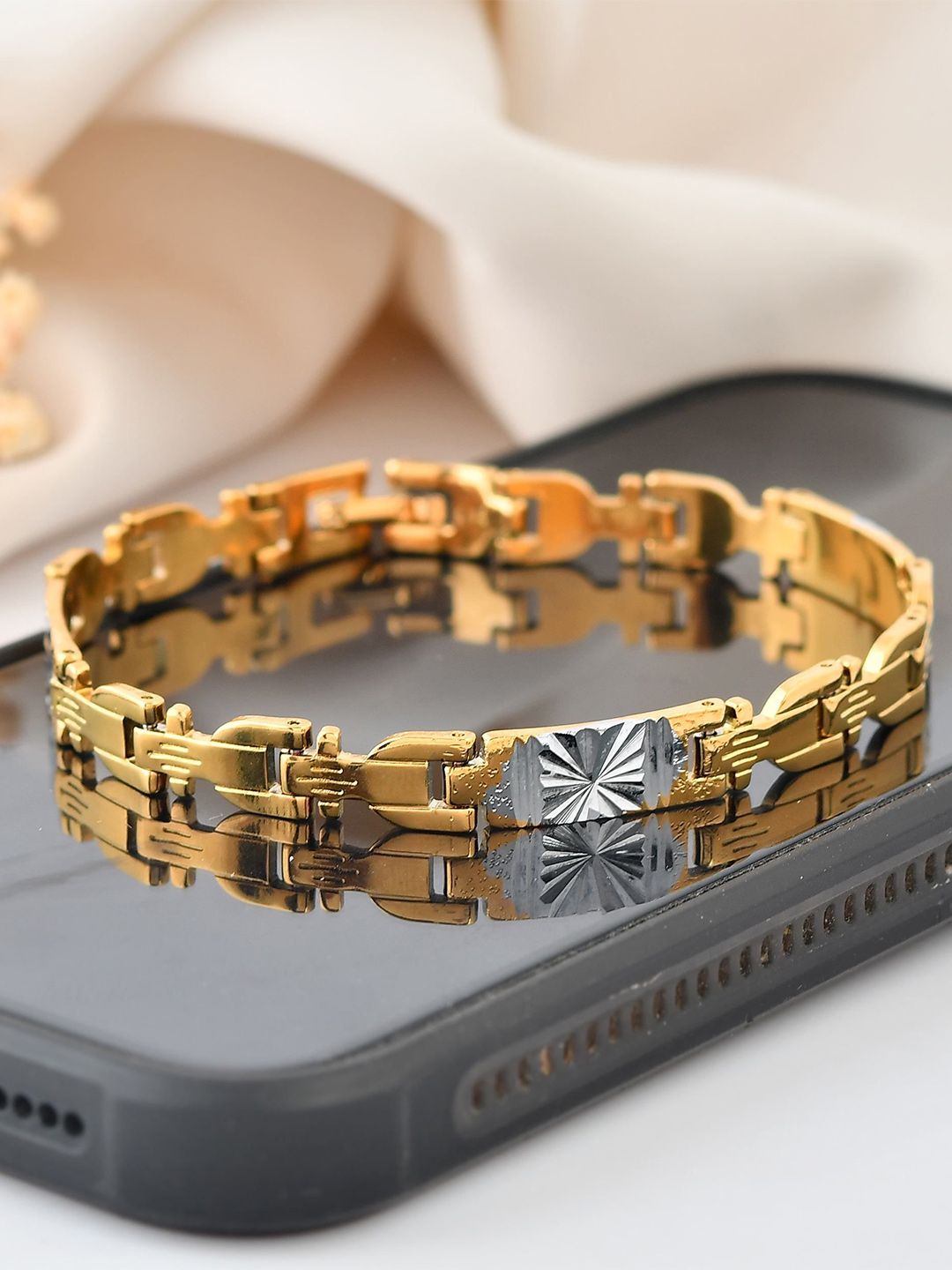 VOJ Men Brass Gold-Plated Link Bracelet-picture-19