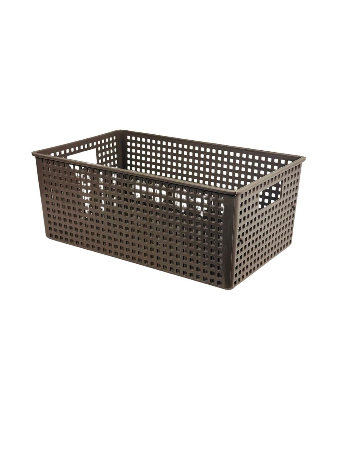 Go Hooked Multipurpose Plastic Storage Basket for Cosmetics Office Fruit Vegetable Bathroom Stationary | Small Fruit Tray Storage Basket Brown-image-28