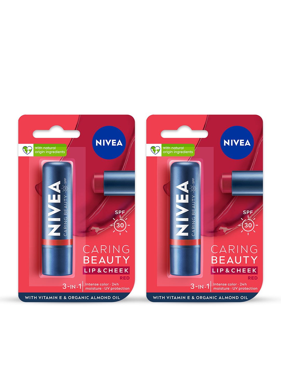 Nivea Set Of 2 Caring Beauty SPF 30 Lip & Cheek Tint With Vitamin E 4.8g Each - Red-picture-44