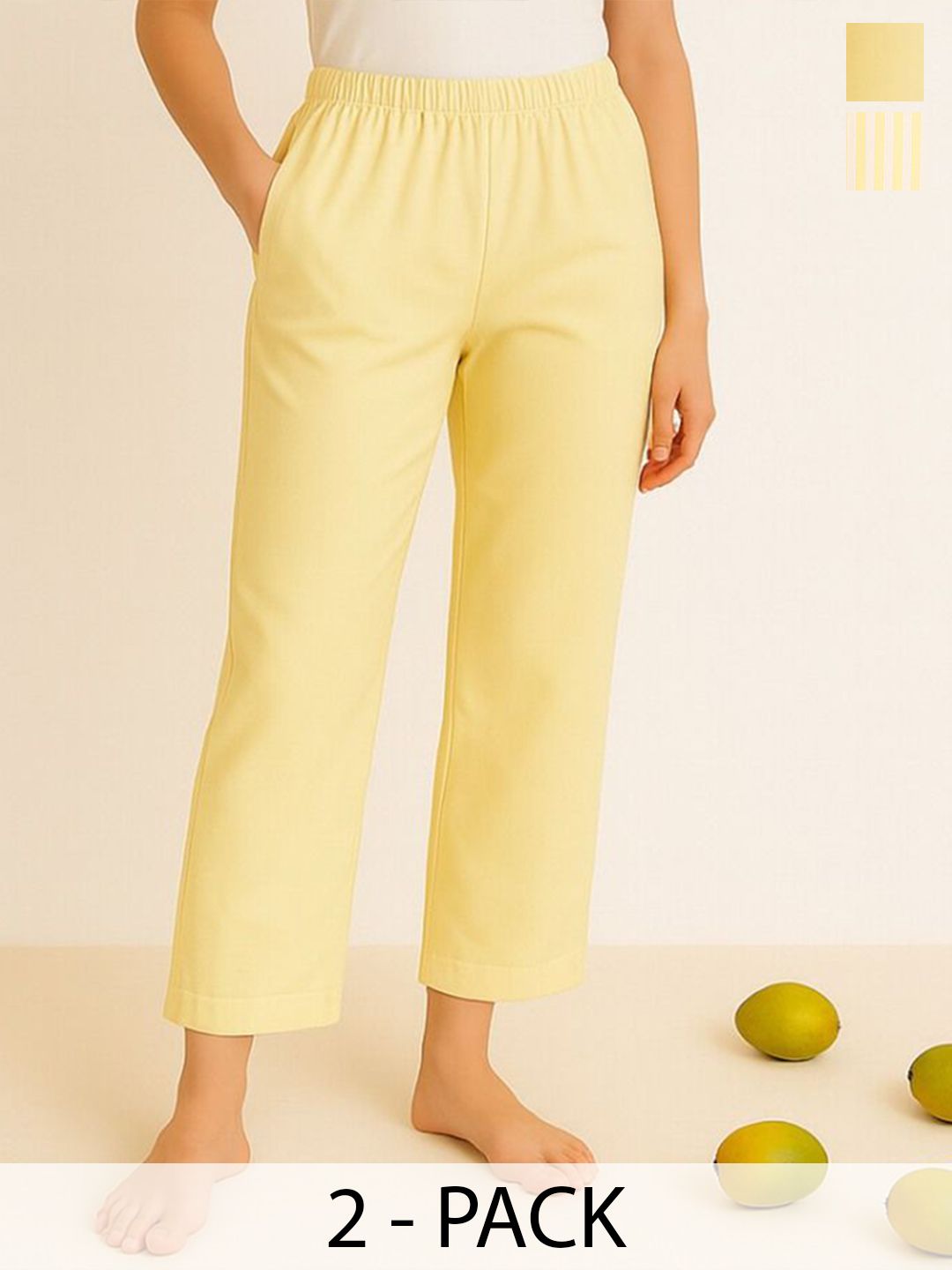 Aartej Women Pack Of 2 Cotton Straight-Leg Mid-Rise Lounge Pants-picture-39