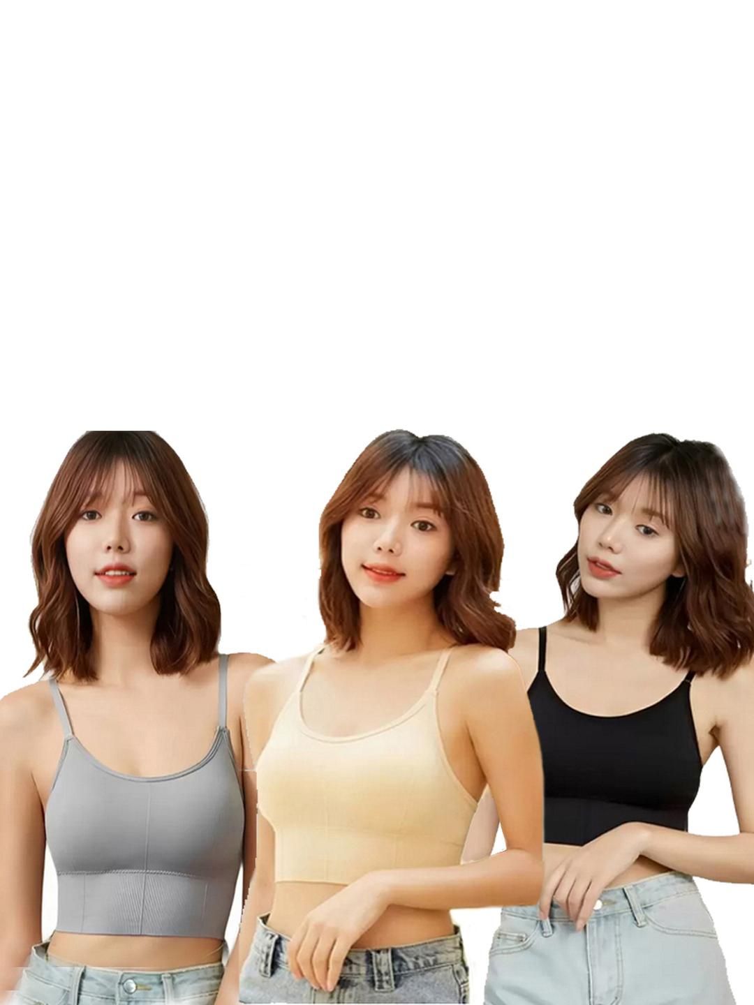 BRAAFEE Pack of 3 Cotton Padded Full Coverage Sports Bra