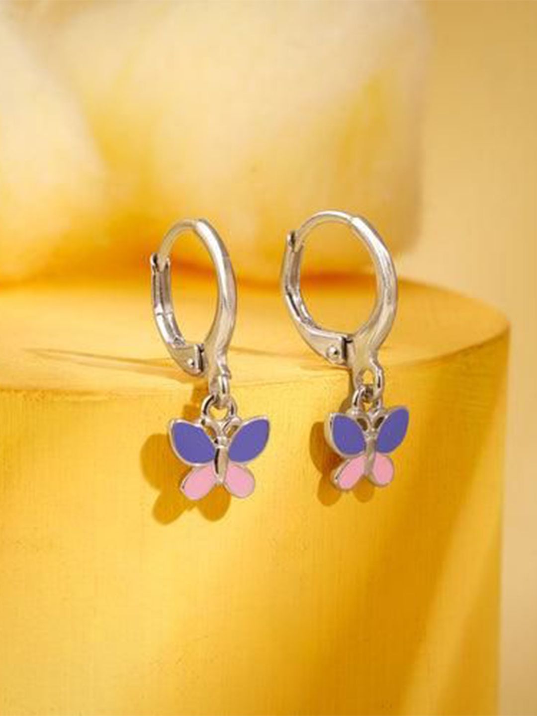GIVA Kids 925 Sterling Silver Rhodium-Plated Butterfly Hoop Earrings-picture-27