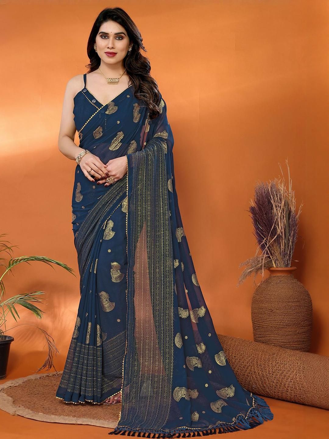 KALINI Embellished Embroidered Poly Georgette Saree-picture-40