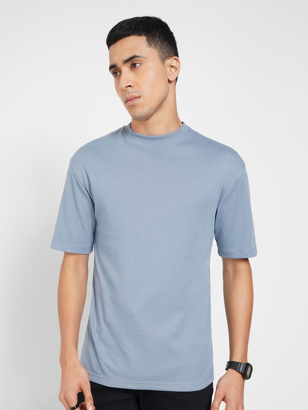 SF JEANS by Pantaloons Men Solid Round Neck Pure Cotton Relaxed Fit T-shirt-picture-13