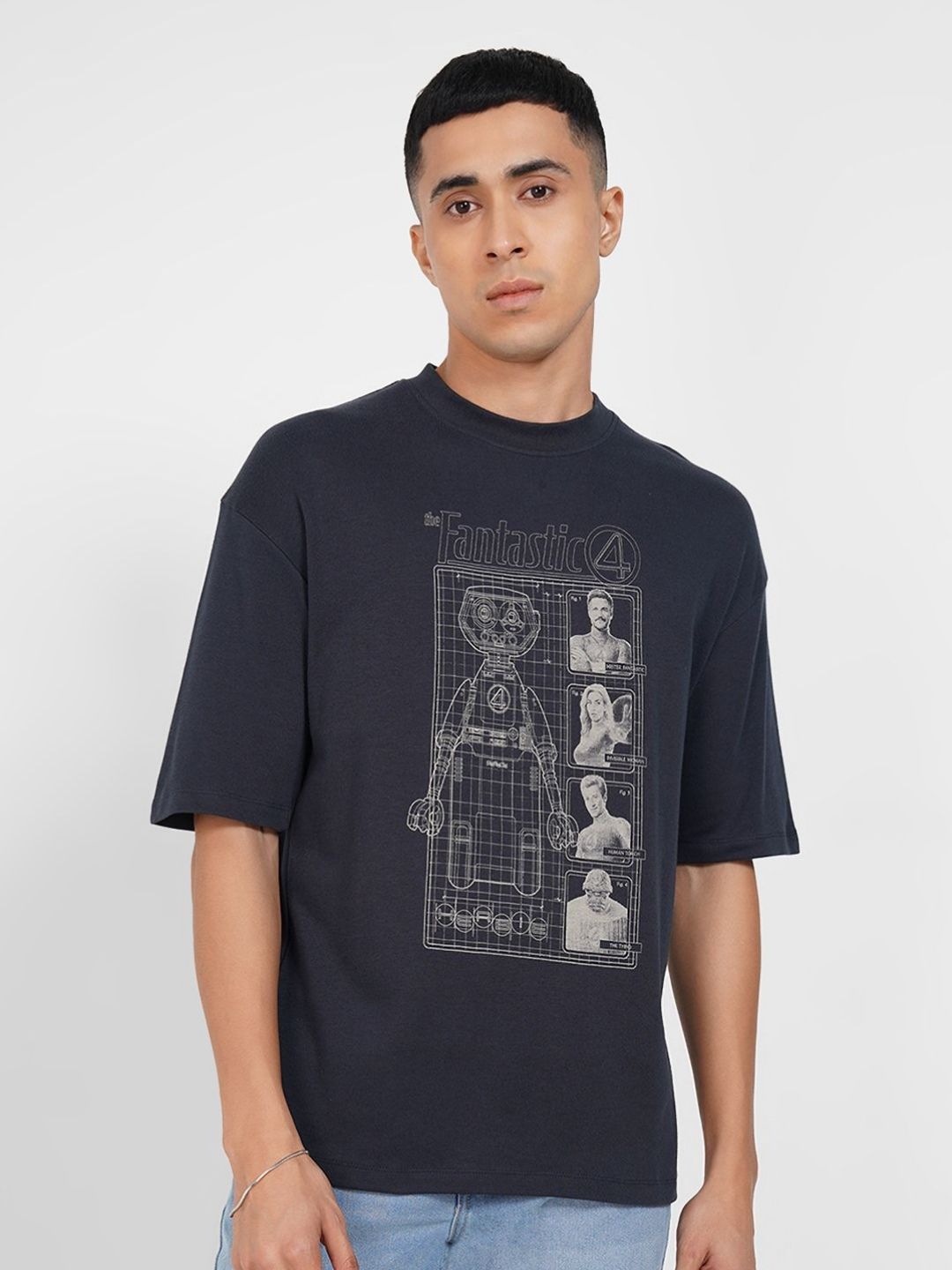 SF JEANS by Pantaloons Graphic Drop-Shoulder Sleeves Pure Cotton Relaxed Fit T-shirt-picture-21