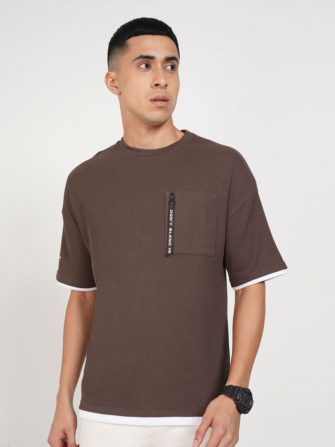 Street 808 by Pantaloons Men Solid Round Neck Relaxed Fit T-shirt-picture-29