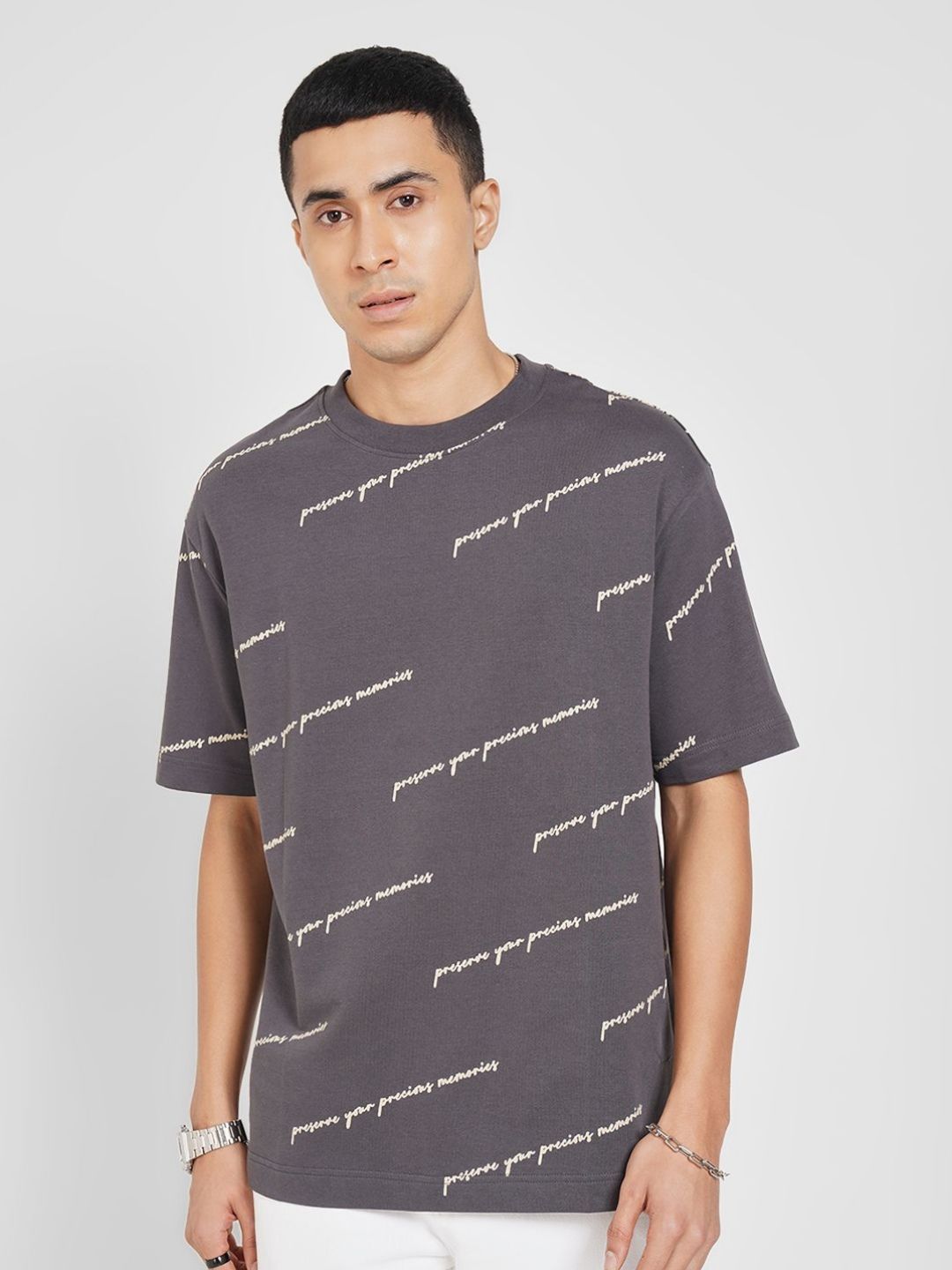 People Men Typography Printed Round Neck Pure Cotton Boxy T-shirt-picture-10