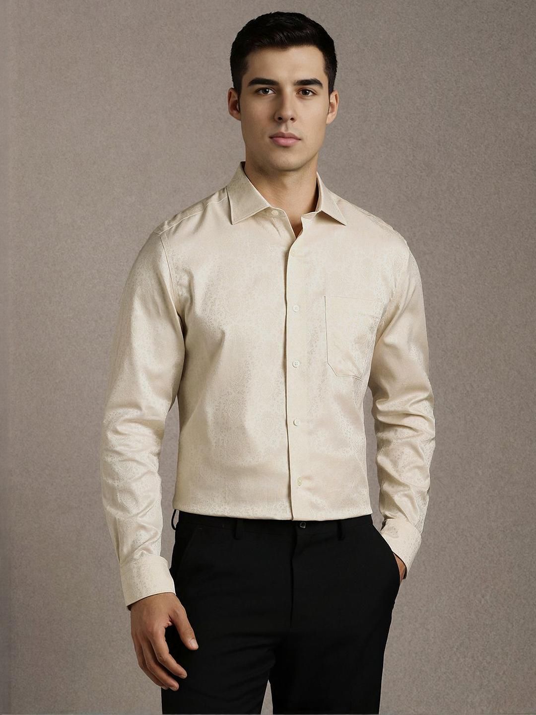 Louis Philippe Men Ethnic Motifs Printed Spread Collar Pure Cotton Formal Shirt-picture-33