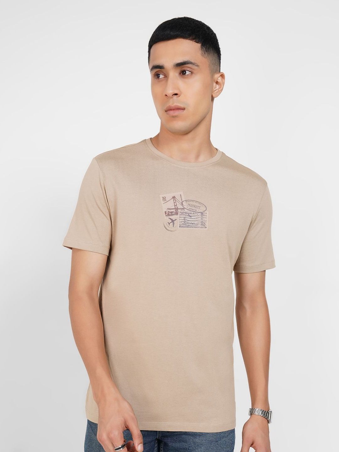 SF JEANS by Pantaloons Graphic Printed Round Neck Pure Cotton Slim Fit T-shirt-picture-17