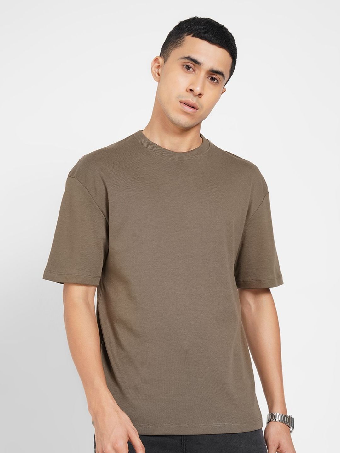 SF JEANS by Pantaloons Men Solid Round Neck Pure Cotton Relaxed Fit T-shirt-picture-19