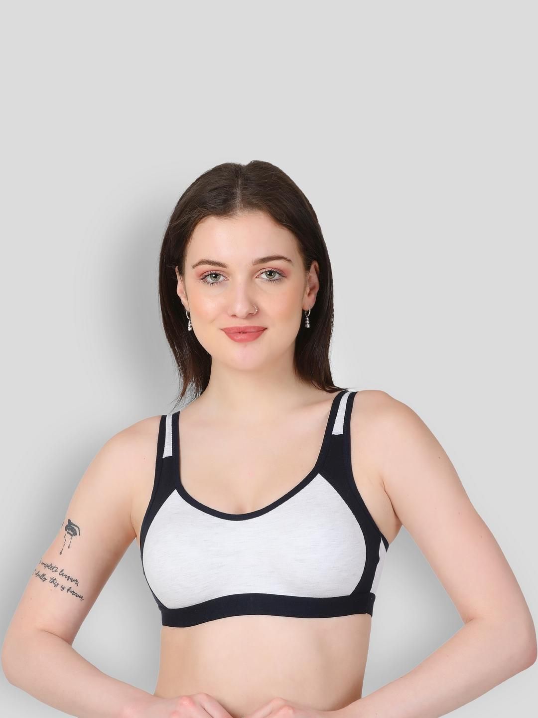Famup Black Cotton Non Padded & Non-Wired Everyday Bra-image-31