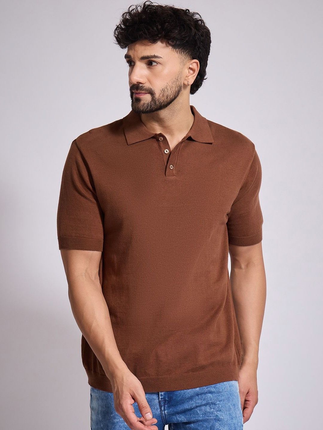 Mast & Harbour Short Sleeves Polo Collar Cotton Flat Knit T-shirt-picture-12