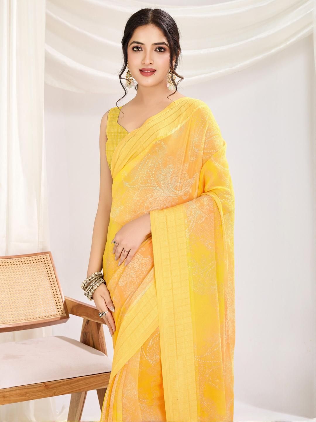 KALINI Ethnic Motifs Printed Zari Saree-image-17