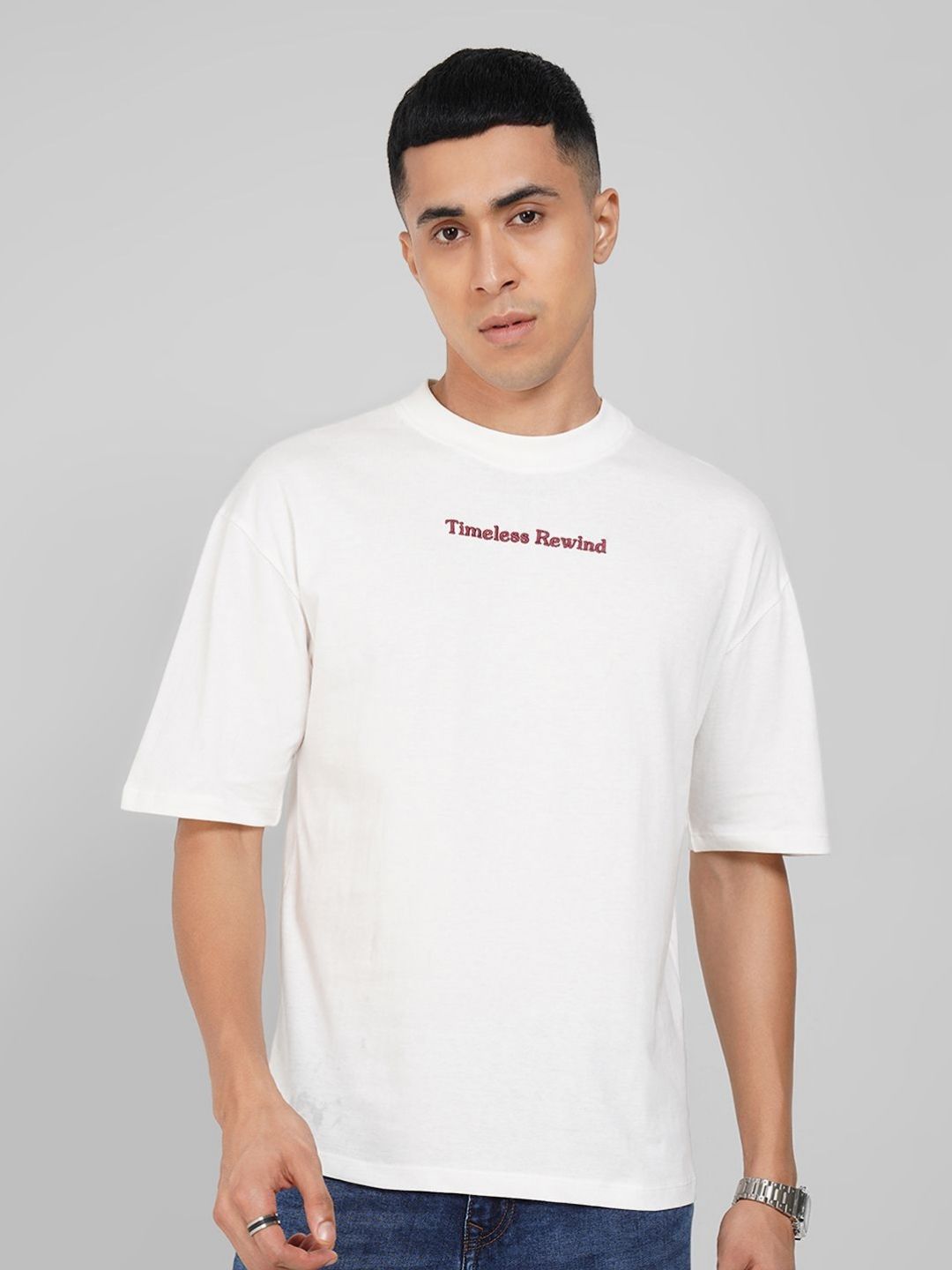 SF JEANS by Pantaloons Men Typography Printed Round Neck Pure Cotton Relaxed Fit T-shirt-picture-20