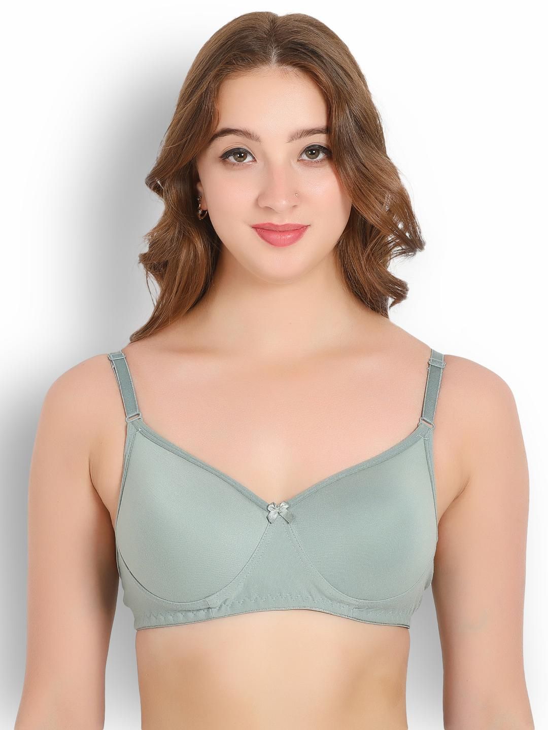 Famup Green Cotton Heavily Padded & Non-Wired Everyday Bra-image-28