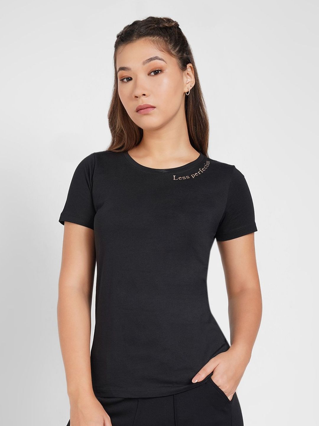 Ajile by Pantaloons Women Typography Printed Round Neck Pure Cotton T-shirt-picture-19