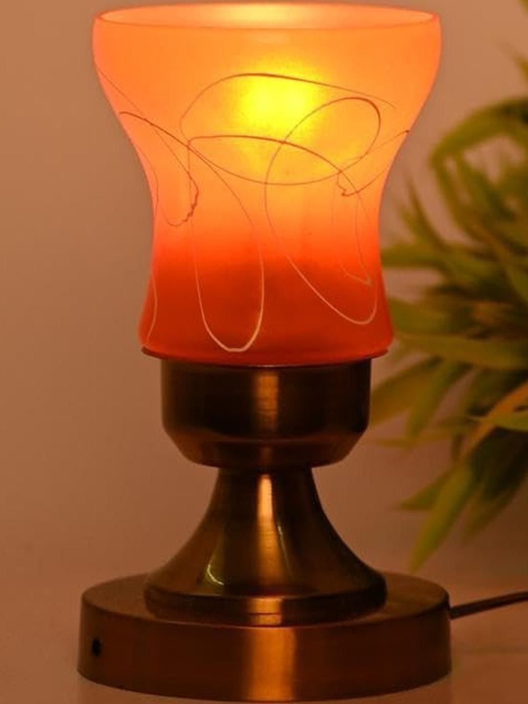 SOMIL Orange Printed Glass Cylindrical Shaped Table Lamp-picture-19