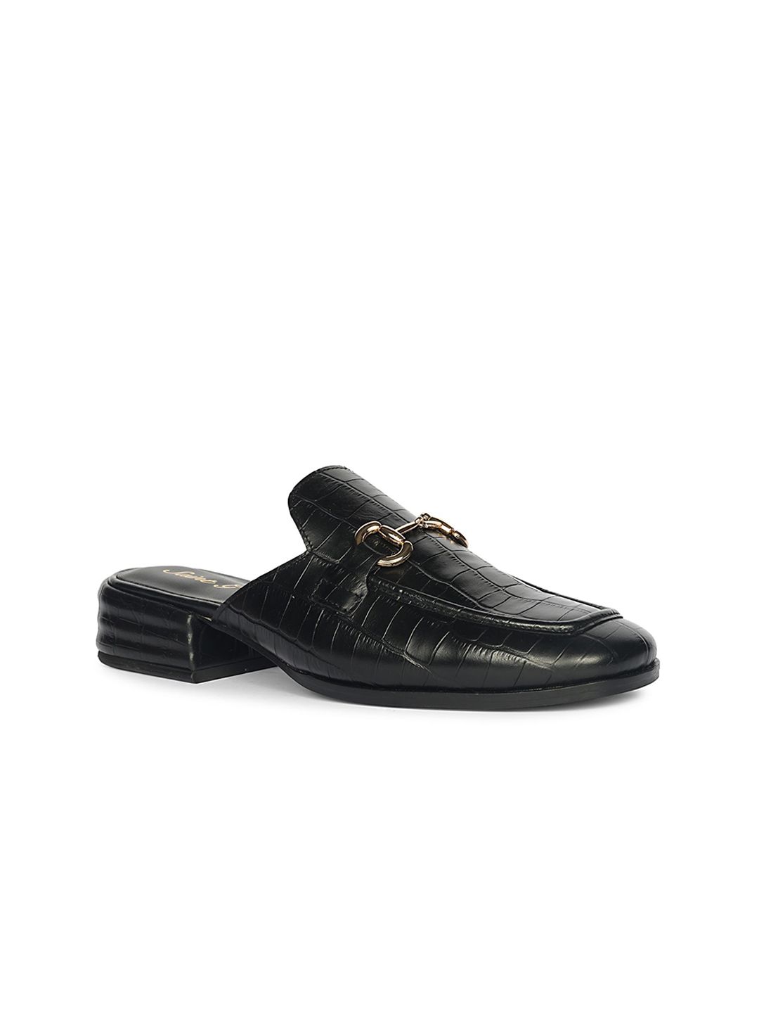 Saint G Textured Leather Block Mules with Laser Cuts-image-49