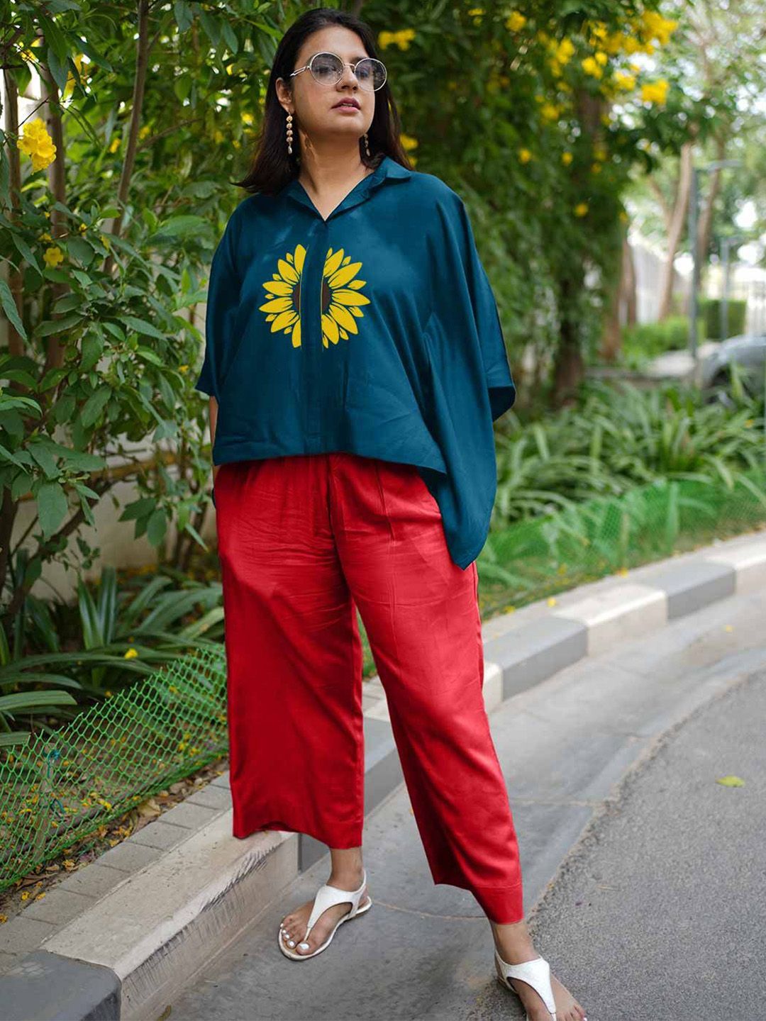 LetsDressUp Printed Shirt Collar Kaftan Top With Palazzo Co-Ords-picture-14