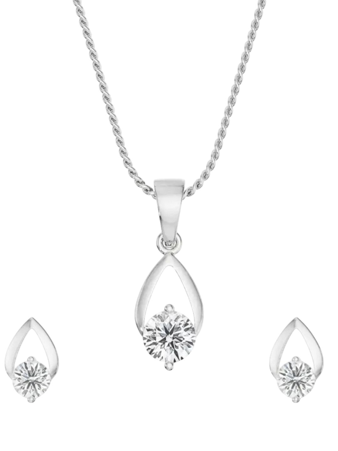 Emori 14KT White-Gold Diamond-Studded Pendant & Earring-picture-11