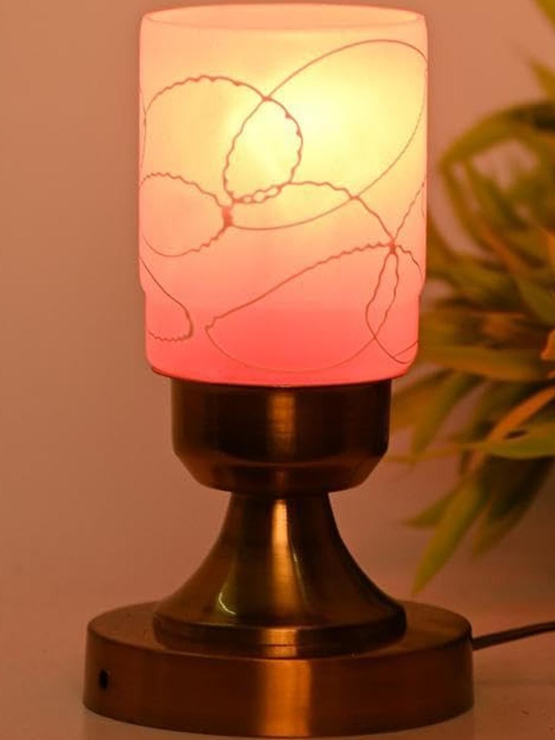 SOMIL White Printed Glass Cylindrical Shaped Table Lamp-picture-40