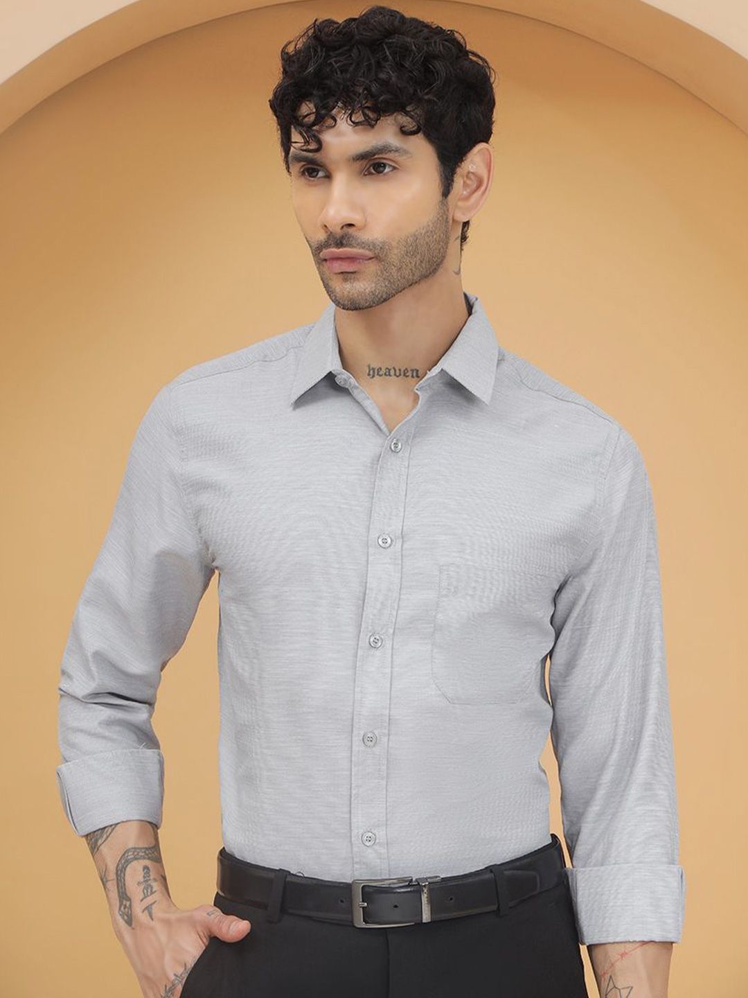 JAKANARY Men Premium Fit Solid Spread Collar Cotton Formal Shirt-picture-53