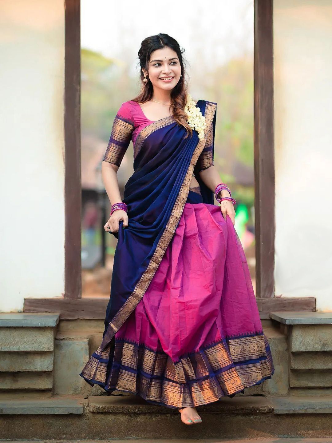 SWAMI STUDIO Semi-Stitched Lehenga & Unstitched Blouse With Dupatta-image-42