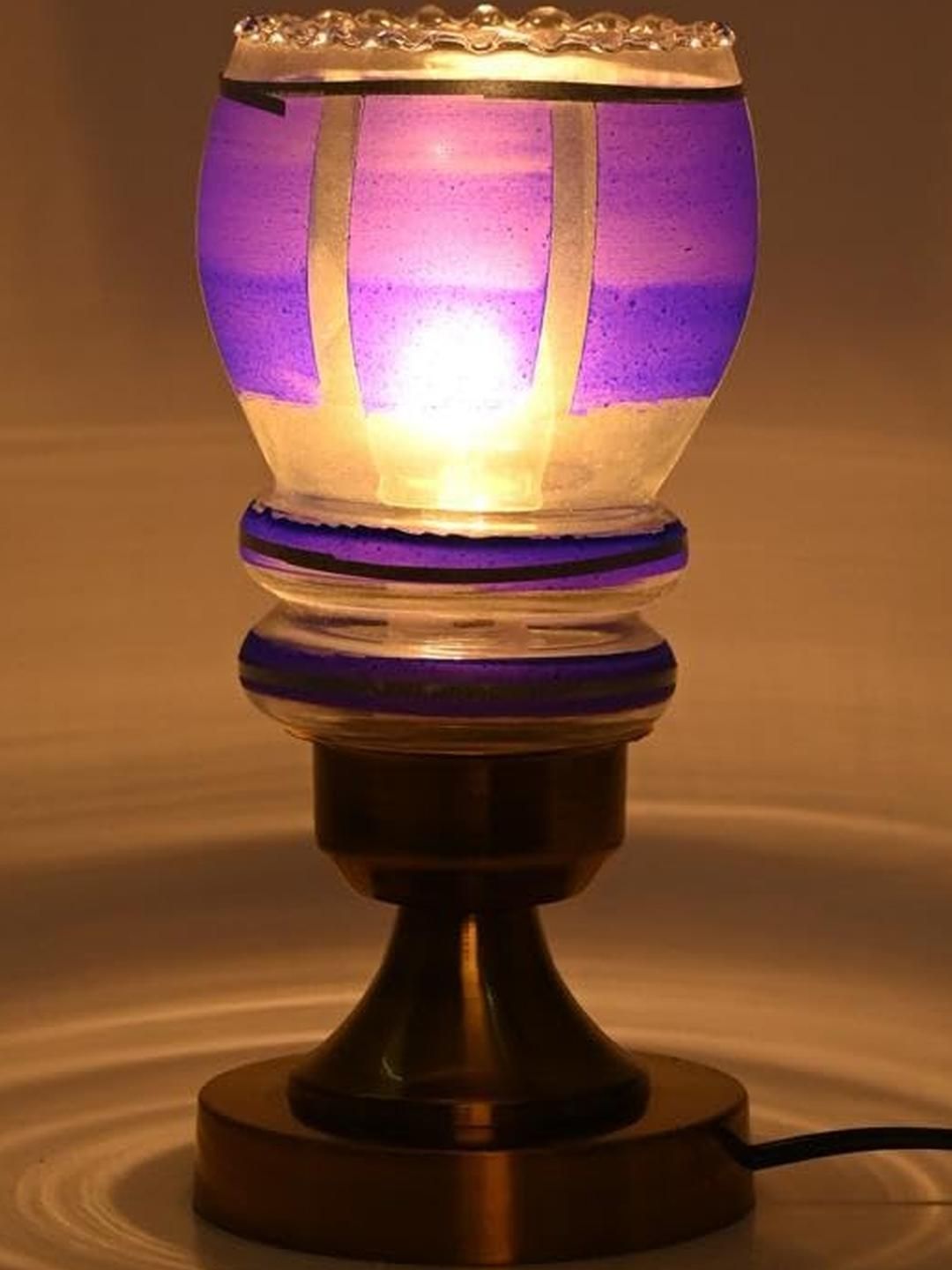 SOMIL Blue Printed Glass Bell Shaped Table Lamp-picture-10