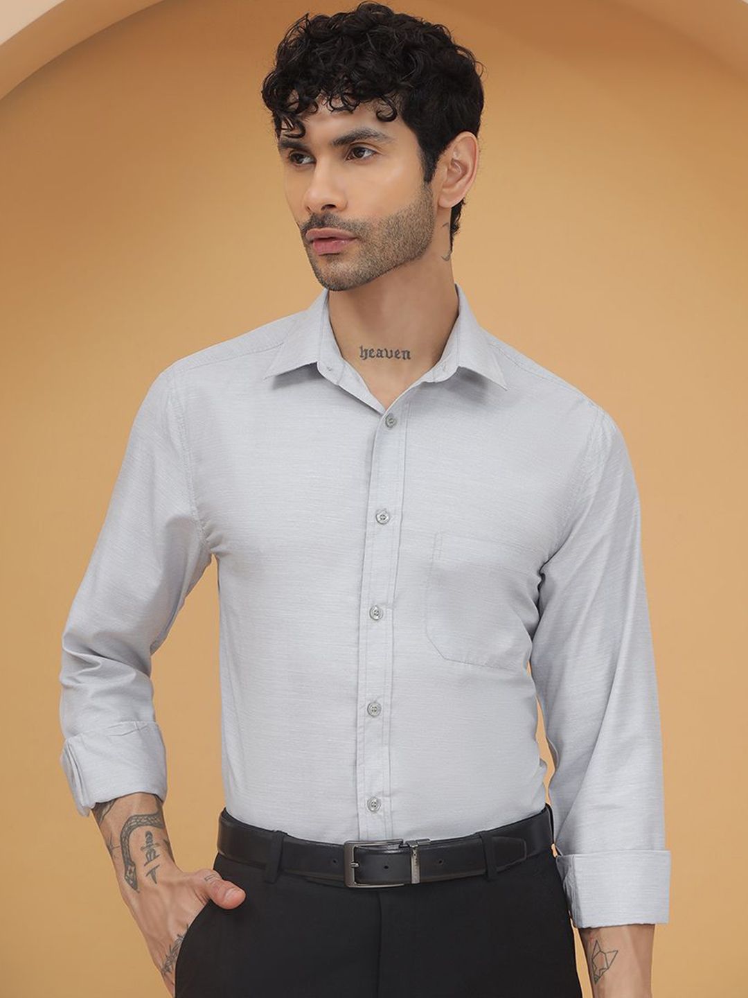 JAKANARY Men Premium Fit Solid Spread Collar Cotton Formal Shirt-picture-24