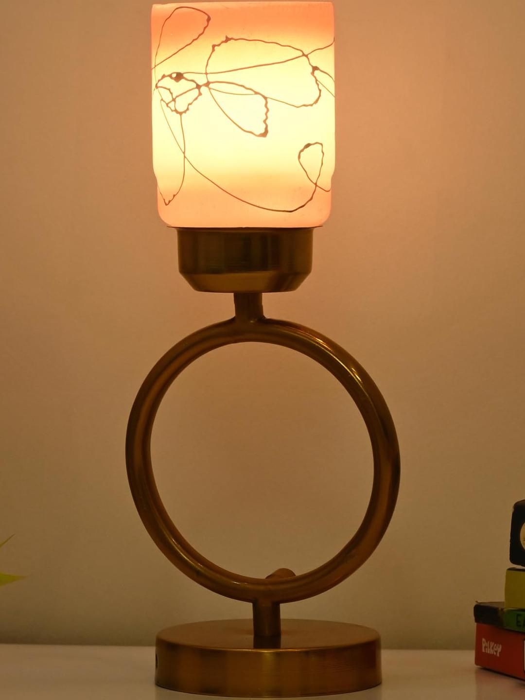 SOMIL Orange Printed Glass Cylindrical Shaped Table Lamp-picture-14