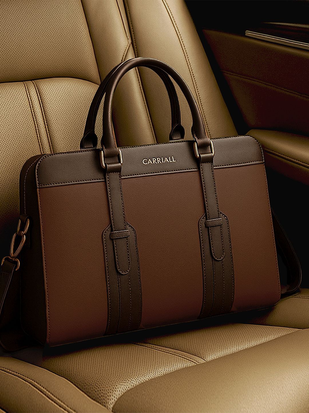 CARRIALL Brand Logo Structured Buckle Detail Tote Bag-picture-15