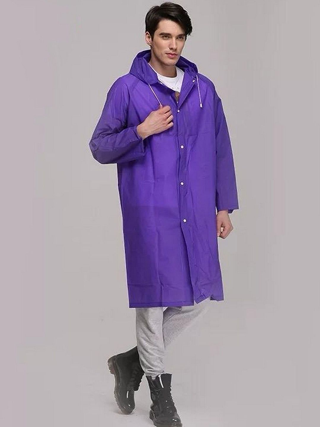Infispace Hooded Breathable Waterproof Long Rain Jacket-picture-40
