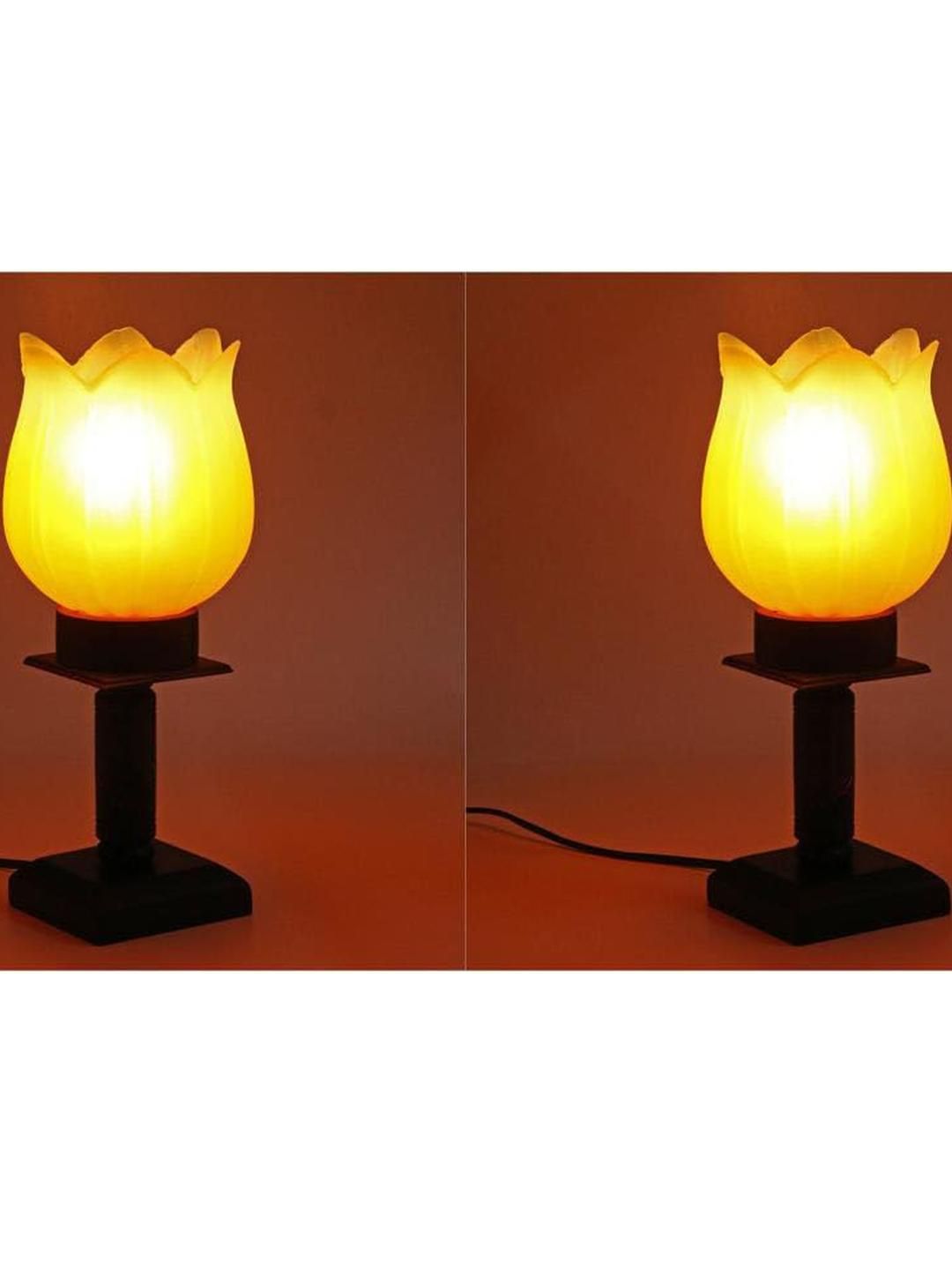 SOMIL Orange Set Of 2 Printed Glass Cylindrical Shaped Table Lamp-picture-23